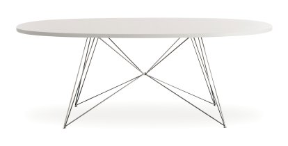 Tavolo XZ3 Oval Table, Fenix white, Chrome-plated