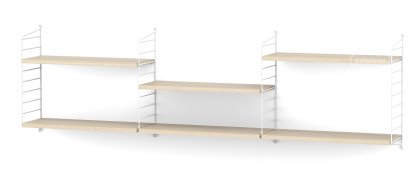 String System Shelf L, 20 cm, White, Ash veneer