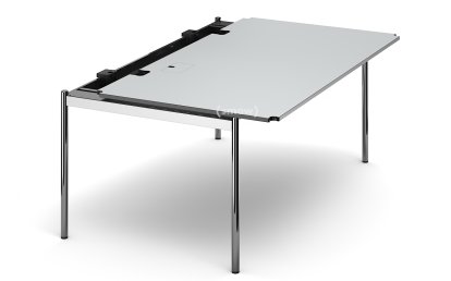 USM Haller Table Advanced, 175 x 100 cm, 02-Pearl grey laminate, Hatch left