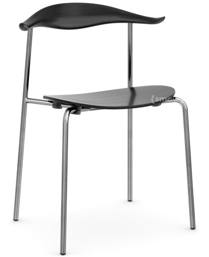 CH88T Chair, Stainless steel, Black lacquered oak