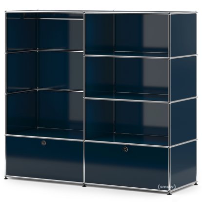 USM Haller Clothes Rack L with Rail, Steel blue RAL 5011