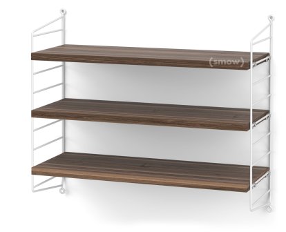 String System Shelf S, 20 cm, White, Walnut veneer