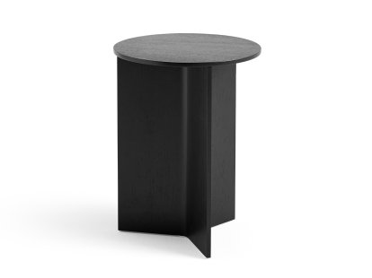 Slit Side Table, Wood, H 47 x Ø 35 cm, Black lacquered