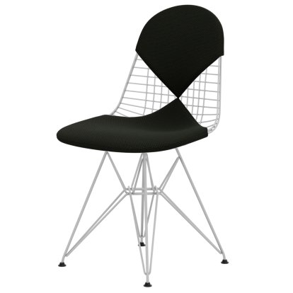 Wire Chair DKR , Powder-coated white, Seat and backrest cushion (Bikini), Apollo forest / black