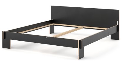 Siebenschläfer Bed, 200 x 220 cm, With headboard, Black, Without slatted base