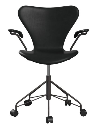 Series 7 Swivel Chair 3117 / 3217 Full Upholstery, With armrests, Leather Grace black, Warm graphite