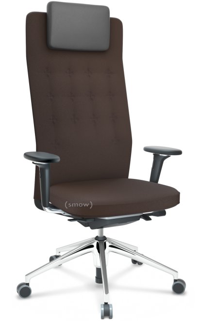 ID Trim L, FlowMotion with seath depth adjustment, With 3D-armrests, Basic dark, Plano fabric brown, Hard castors for carpets