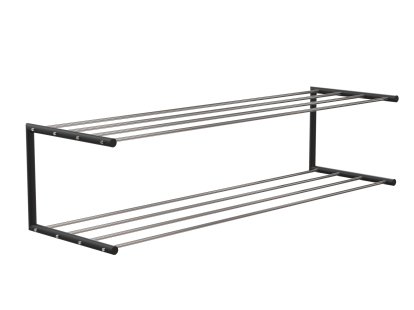 Nova Shoe Rack, W 101,9 x D 30 cm , Polished stainless steel / matt black