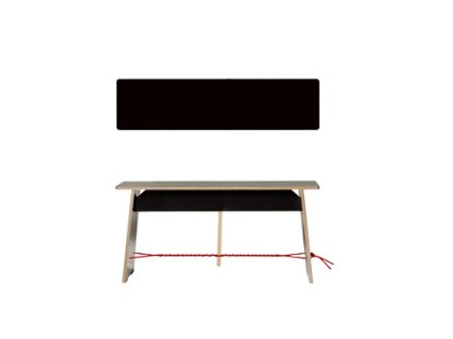 Langer Max Bench, 43 x 90 x 30 cm, FU black, Black and red