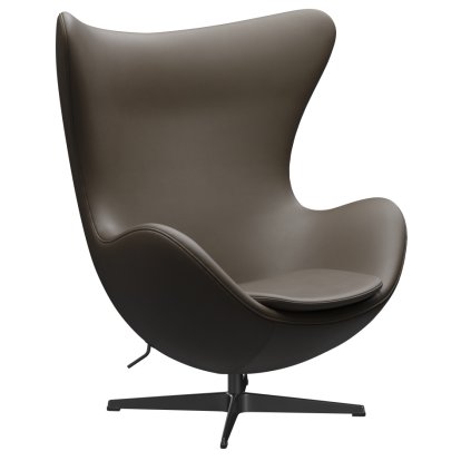 Egg Chair, Leather Essential, Stone, Black, Without footstool