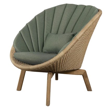Peacock Lounge Chair, Large flat Weave - Natural, Link - Dark green