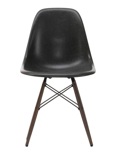 Eames Fiberglass Chair DSW, Eames elephant hide grey, Dark maple