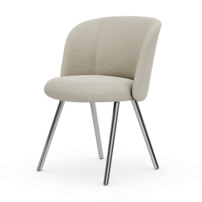 Mikado Side Chair, Aluminium polished, Dumet, Fabric Dumet ivory melange, Felt pads for hard floor surfaces