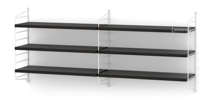 String System Shelf M, 20 cm, White, Black ash veneer