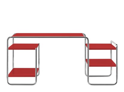 S 285 Desk, Ash tomato red, open-pored lacquered, 4 shelves