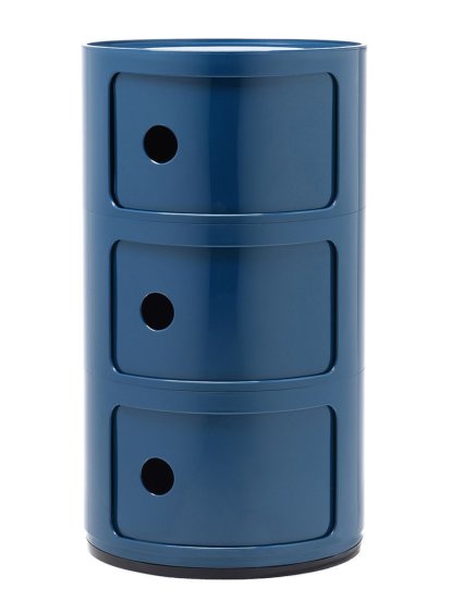 Componibili Container Round - 3 Compartments, Blue