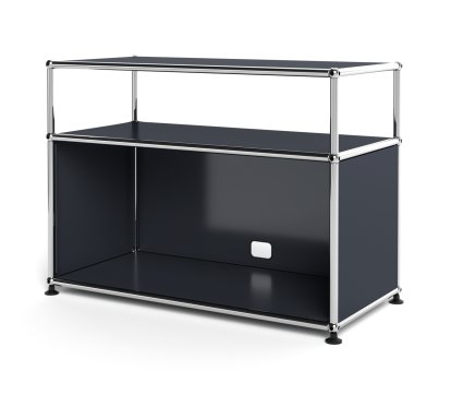 USM Haller Lowboard M with Extension, Customisable, Anthracite RAL 7016, With drop-down door, With cable entry hole bottom centre