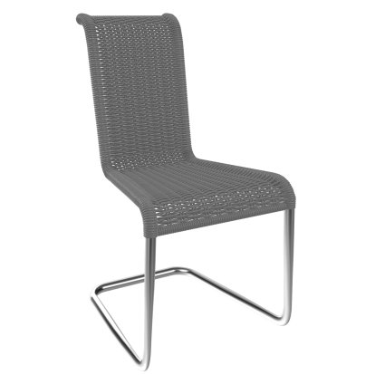 B20 Chair, Wickerwork I, Grey, Chrom