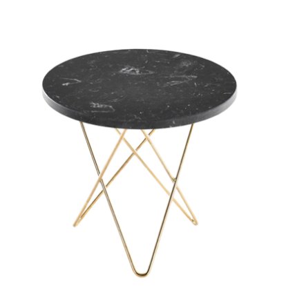Mini O Table, Black Marquina, Brass