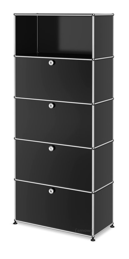 USM Haller Storage Unit M, Customisable, Graphite black RAL 9011, With drop-down door, With drop-down door, With drop-down door, With drop-down door