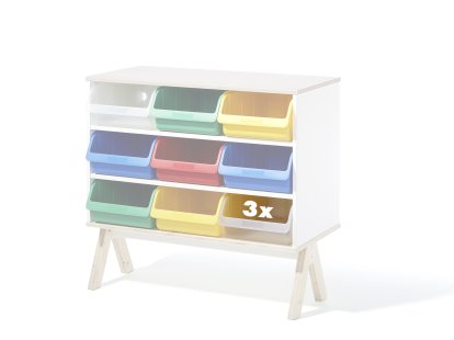 Set of 3 plastic boxes for Famille Garage (big), Transparent