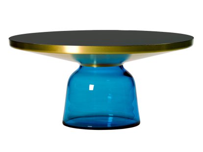 Bell Coffee Table, Brass with clear varnish, Sapphire blue