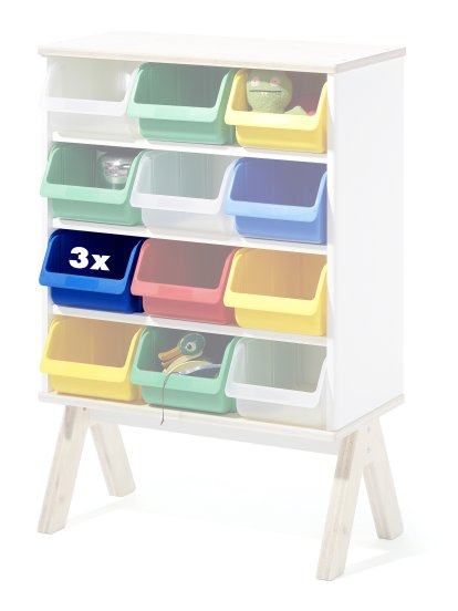 Set of 3 Plastic Boxes for Famille Garage (Small), Blue