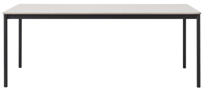 Base Table, L 190 x W 85 cm, White laminate with plywood edge, Black