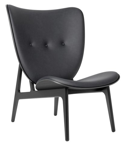 Elephant Lounge Chair, Dunes leather anthracite, Black stained oak