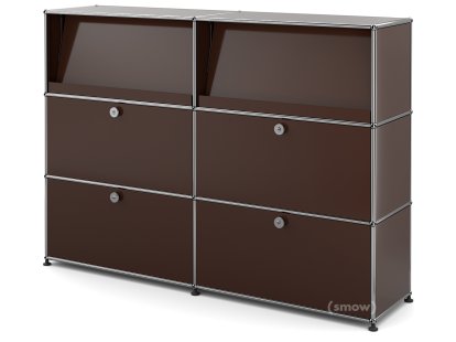 USM Haller Highboard L with Angled Shelves, USM brown