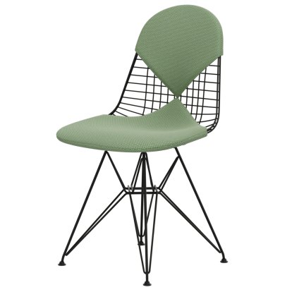 Wire Chair DKR , Powder-coated basic dark, Seat and backrest cushion (Bikini), Apollo mint / cream
