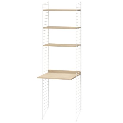 Floor Shelf with Desk, Shelves ash, panels white