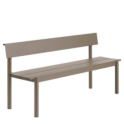 Linear steel bench with backrest, L 170 x W 50,9 cm, Taupe