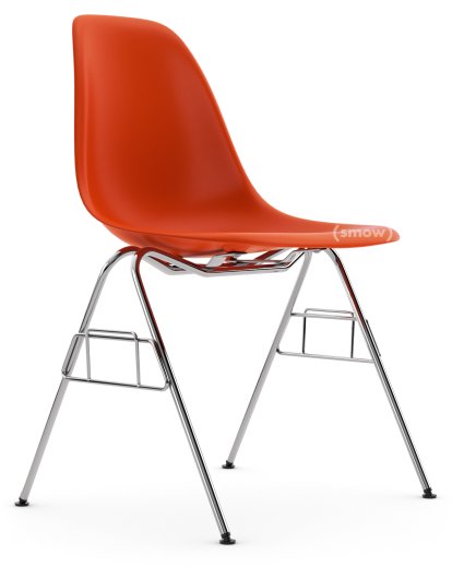 Eames Plastic Side Chair RE DSS / DSS-N, Red (poppy red), Without upholstery, Without upholstery, Without linking element (DSS-N)