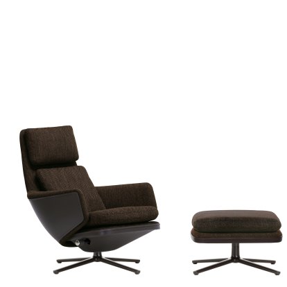 Grand Relax Lounge Chair, With Ottoman, Fabric Corsaro, pepper melange / Leather Forte, umbra grey, Basic dark, 41,5 cm