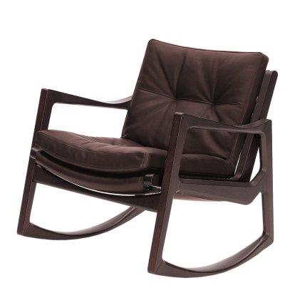 Euvira Rocking Chair Soft, Brown stained oak, Classic leather chocolate