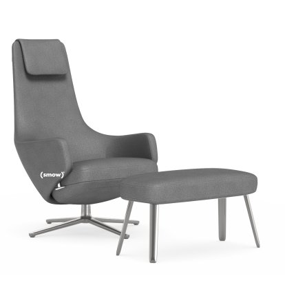 Repos, Chair Repos & Panchina, Fabric Dumet sierra grey melange, 40 cm, Polished