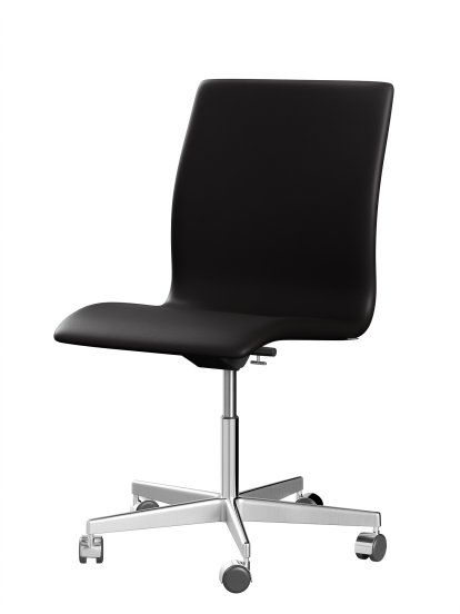 Oxford Office Swivel Chair, With armrests, Low back, Wheeled based, Soft leather, Black-brown