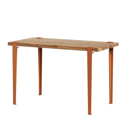 Tiptoe Dining Table Lobo, Reclaimed oak, Tangerine red