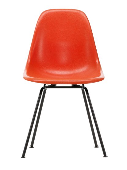 Eames Fiberglass Chair DSX, Eames red orange, Powder-coated basic dark smooth