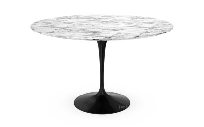 Saarinen Round Dining Table, 120 cm, Black, Arabescato marble (white with grey tones)