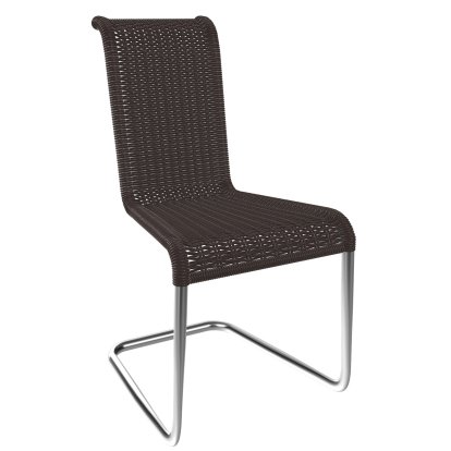 B20 Chair, Wickerwork I, Brown, Chrom