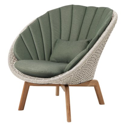 Peacock Lounge Chair, Medium flat soft Rope - Sand, Link - Dark green