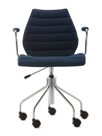Maui Soft Noma Swivel Chair, Blue, Chrome