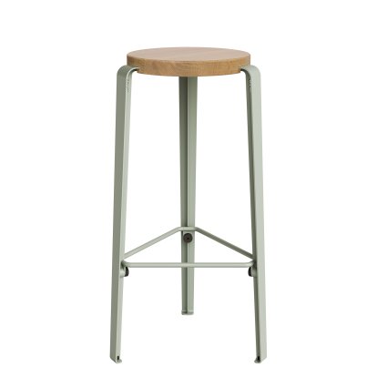 Lou Bar Stool, 76 cm, Solid oak, Eucalyptus grey