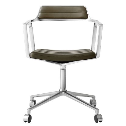 Swivel 452 Chair, Polished, Wheeled based, Bosco green leather