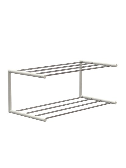 Nova Shoe Rack, W 61,9 x W 30 cm , Polished stainless steel / matt white