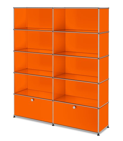 USM Haller Storage Unit L, Customisable, Pure orange RAL 2004, Open, Open, Open, With 2 extension doors