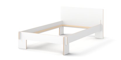 Siebenschläfer Bed, 120 x 200 cm, With headboard, White, Without slatted base