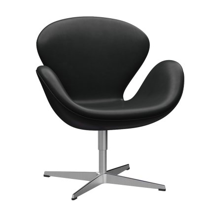 Swan Chair, Special height 48 cm, Leather Grace, Black